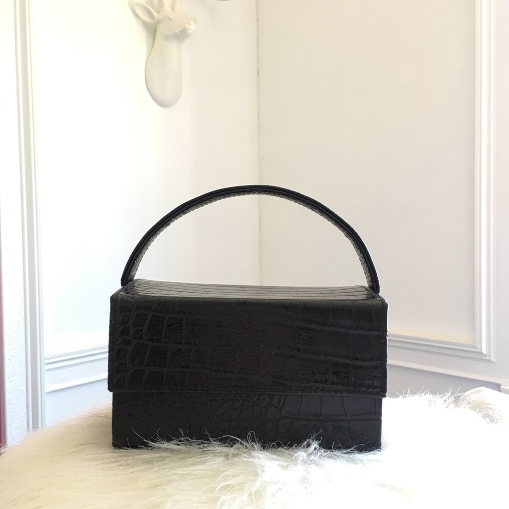 glam faux leather mini box purse